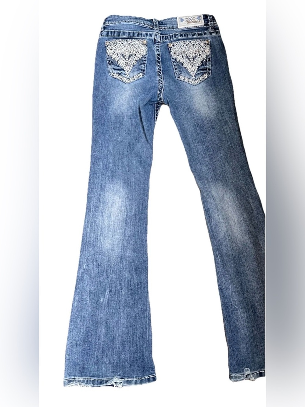 Grace Embellished Bootcut Jeans S M Festival Y2K Western Bling Stretch Denim BBQ